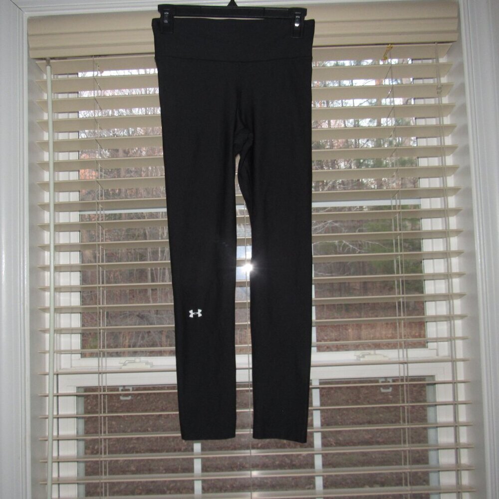 Under Armour HeatGear Compression Leggings Black Reflective Running Tights SM - Picture 3 of 8